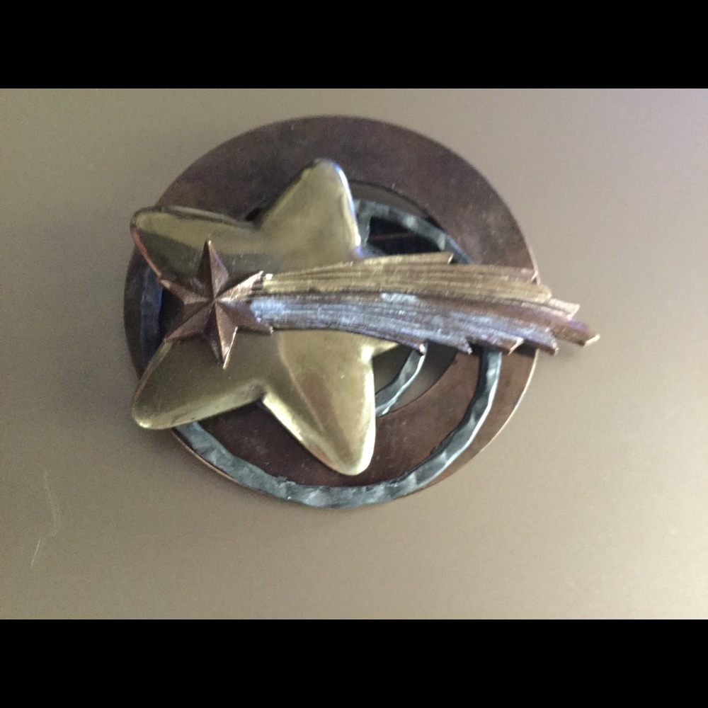 Copper shooting star brooch handmade